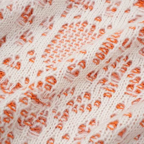 Load image into Gallery viewer, Orange Holes Big Size Knitting Sweater Round Neck Long Sleeve Women Pullovers New Fashion Tide Spring Autumn 2025 CPG2566
