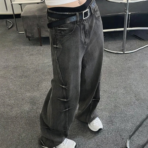 Load image into Gallery viewer, Streetwear Low Waist Distressed Baggy Jeans Y2K Harajuku Gothic Tie Dye Denim Trousers Straight Leg Long Pants Bottom
