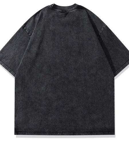 Vintage Oversized T-Shirts Streetwear Cartoon Doberman Dog knife Graphic Printed Black Tshirt Hip Hop Harajuku Punk Gothic Tops