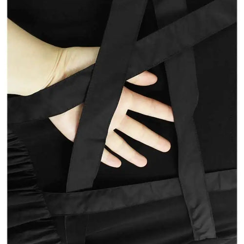 Load image into Gallery viewer, Women Black Ribbons Design Big Size Midi Dress New Round Neck Short Sleeve Fashion Tide Spring Summer 2025 1DH5566
