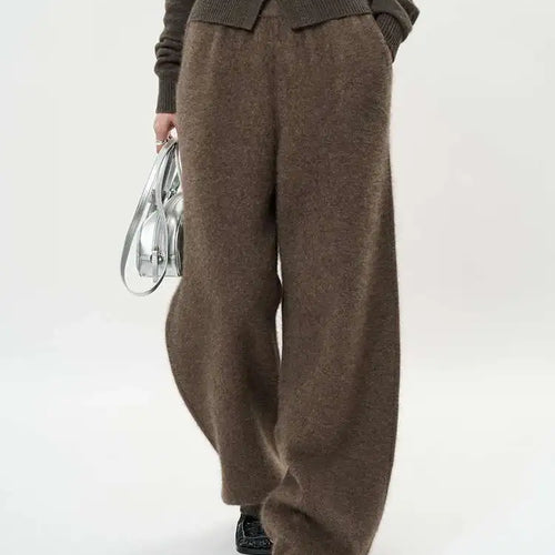 Load image into Gallery viewer, High Elastic Waist Beige 36% Wool Long Knitting Wide Leg Pants New Trousers Women Fashion Tide Autumn Winter 2025 1DH8230
