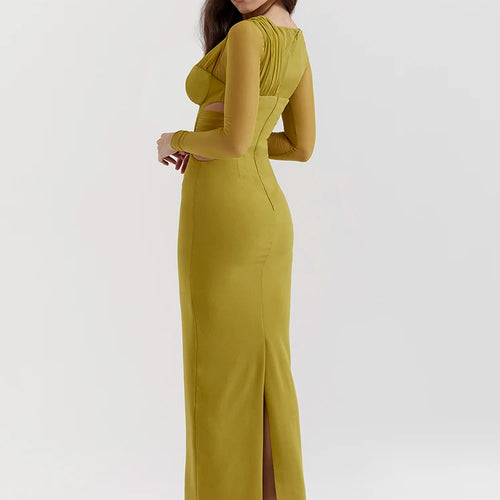 Load image into Gallery viewer, Elegant Long Sleeved Hollow Out Mesh Patchwork Dress For Women Bodycon Zipper Vestidos Female Slim Party Evening Dress
