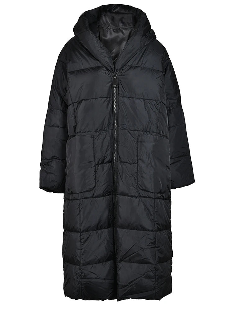 Big Size Long Hooded Cotton-padded Coat Long Sleeve Loose Fit Women Parkas Fashion Tide New Autumn Winter 2025 JD1210
