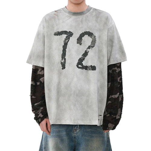Load image into Gallery viewer, Men&#39;s Long Sleeve T-shirts American Digital Printing Fake Two-pieced Male Design Pullover Handsome Menwear 9W1471
