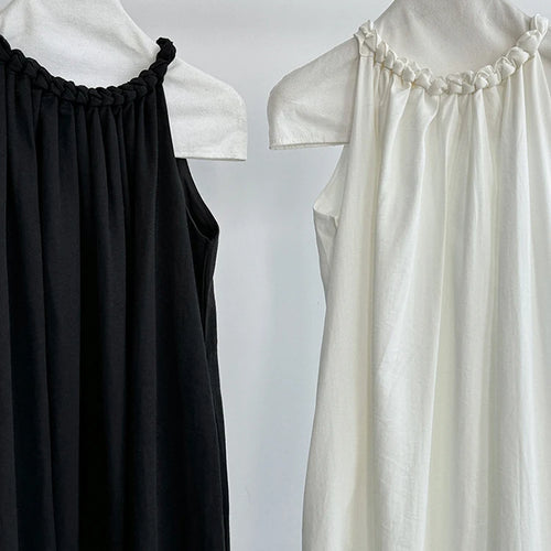 Load image into Gallery viewer, Women White Blue Knot Elegant Big Size Long Vest Dress New Halter Sleeveless Fashion Tide Spring Summer 2025 1DJ1282
