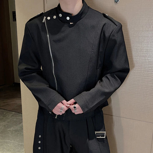 Load image into Gallery viewer, Men&#39;s Jacket New Spring Korean Solid Color Slant Zipper Handsome Design Male Stand Collar Casual Stylish Clothing 9W1413
