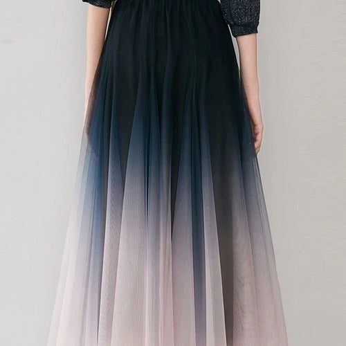 Load image into Gallery viewer, Elegant Tulle Skirts Women High Waist Gradient Mesh Pleated Midi Skirt Korean Elastic Loose Casual All Match A Line Skirt
