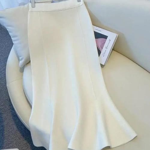 Load image into Gallery viewer, Vintage French Women&#39;s Solid Elegant Party Knitted Long Skirt Autumn Winter High Waist Vacation A-line Fishtail Skirt 2024 Trend
