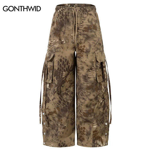 Load image into Gallery viewer, Vintage Cargo Pants Streetwear Military Tactical Pockets Jogger Pants Hip Hop Casual Loose Fit Elastic Waist High Waist Trousers
