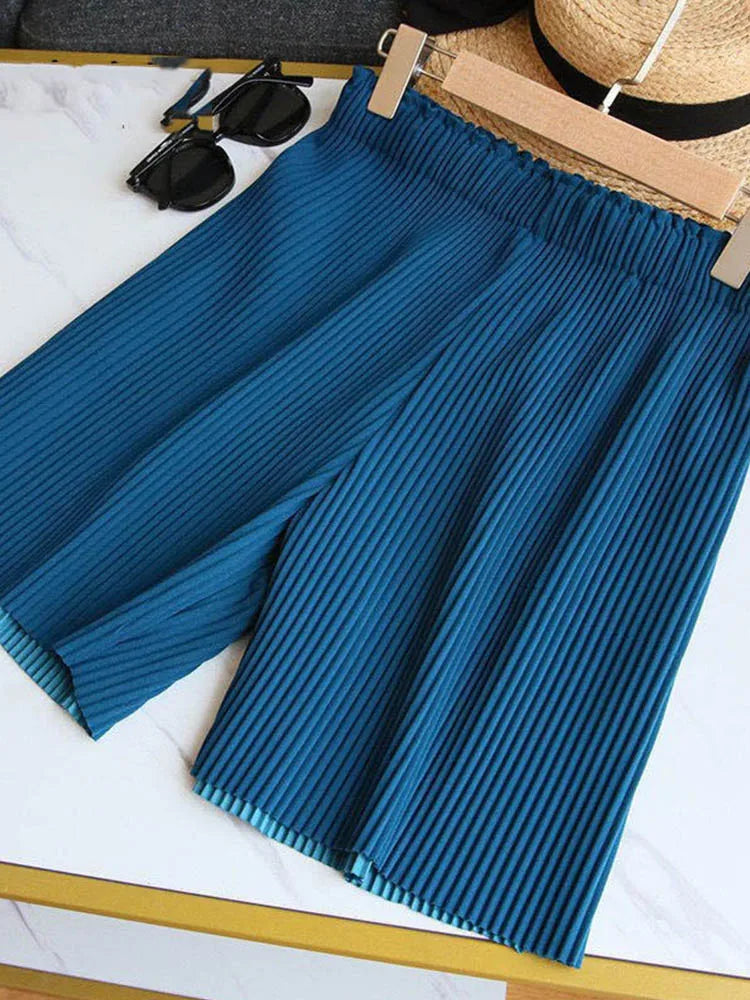 Women Shorts Harajuku Summer wide-leg Pants Leisure Loose Korean Style Solid Color woman's Shorts
