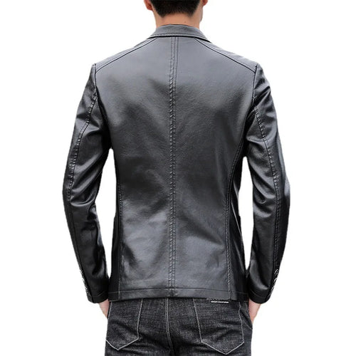 Load image into Gallery viewer, Motorcycle Biker PU Jacket Male Brand Streetwear Casual Men&#39;s Stand-up Collar Leather Jacket Vintage Design Coat Men&#39;s
