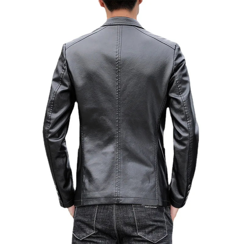Motorcycle Biker PU Jacket Male Brand Streetwear Casual Men's Stand-up Collar Leather Jacket Vintage Design Coat Men's