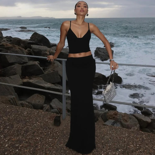 Load image into Gallery viewer, Print Sexy 2 Piece Sets Women Summer New V Neck Crop Tops And Maxi Skirt Female Elegant Club Party Slim Skirt Set
