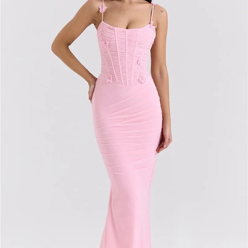 Load image into Gallery viewer, Bow Spaghetti Strap Sexy Maxi Dress For Women Gown Elegant Off-shoulder Sleeveless Backless Evening Club Party Dress
