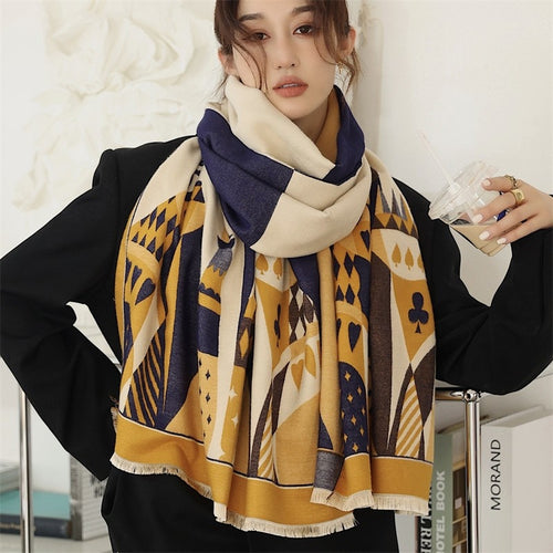 Load image into Gallery viewer, Warm Winter Scarf Cashmere Women Pashmina Design Print Shawls Wrap Female Thick Blanket Soft Bufanda Stoles Fashion
