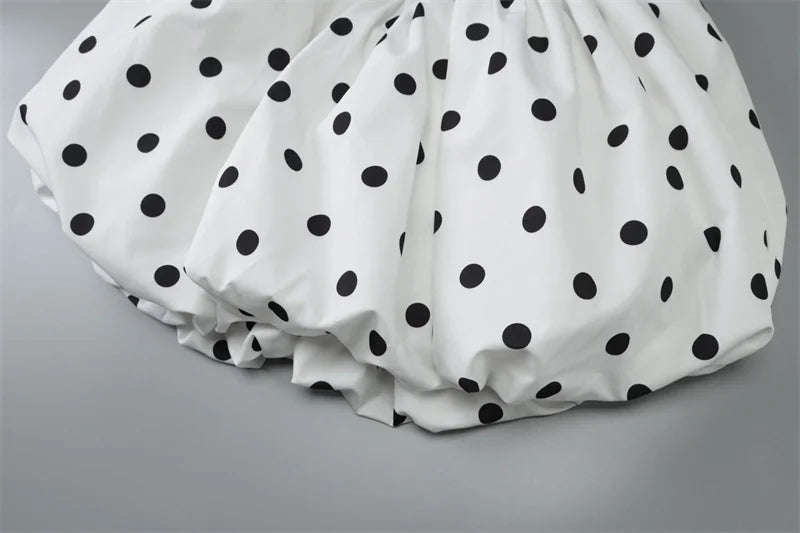 Halter Print Polka Dot Mini Dress Women Fashion Off-shoulder Sleeveless Backless High Waist A-line Club Party Dress