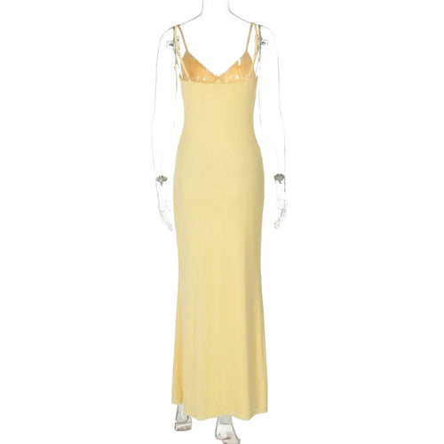 Load image into Gallery viewer, Spaghetti Strap Backless Sexy Maxi Dress For Women Gown Summer New Yellow Sleeveless Bodycon Long Dress Vestido

