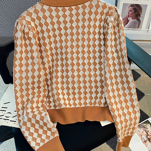 Load image into Gallery viewer, Women Spring Autumn Sweaters O-neck Stripe Knitted Cardigan Fashion Long Sleeve Casual Short Tops Korean Style New C-161
