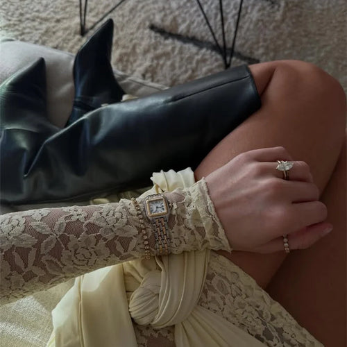 Load image into Gallery viewer, Lace See Through Draped Mini Dress Women Robe Elegant Patchwork Long Sleeve Slim Ruched Club Party Dress Clubwear
