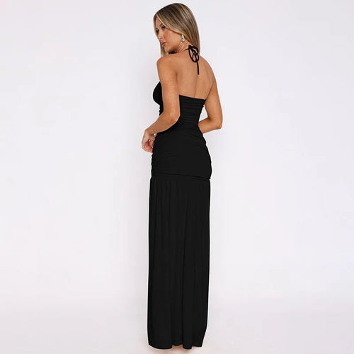 Load image into Gallery viewer, Spaghetti Strap Split Sexy Maxi Dress For Women Elegant Halter Sleeveless Backless High Waist Bodycon Club Party Dress
