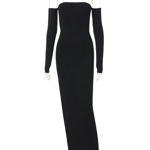 Load image into Gallery viewer, Elegant Strapless Long Sleeve Backless Transparent Slip Slit Sexy Maxi Dress Autumn Women Y2K Outfit Birthday Party
