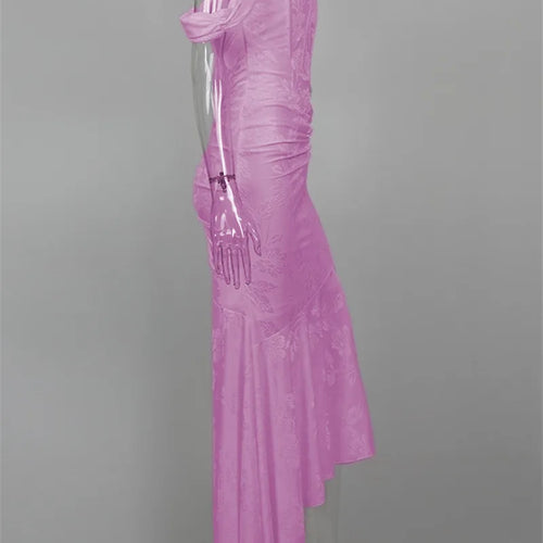 Load image into Gallery viewer, Off-shoulder Backless Sexy Evening Dress For Women Purple Sleeveless Strapless Ruched Bodycon Club Party Dress
