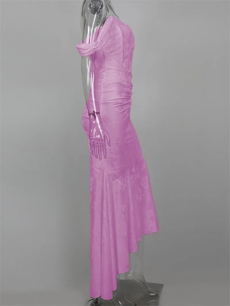 Off-shoulder Backless Sexy Evening Dress For Women Purple Sleeveless Strapless Ruched Bodycon Club Party Dress