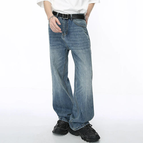 Load image into Gallery viewer, Washed Male Jeans Korean Fashion Gradient Color Pockets Men&#39;s Straight Denim Trousers Wide Leg Pants Spring Chic 9C4278
