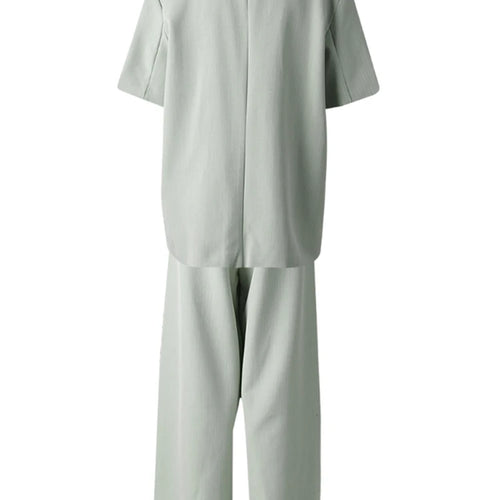 Load image into Gallery viewer, Big Size Green Blazer Wide Leg Pants Two Piece Suit New V-Neck Short Sleeve Women Fashion Tide Spring Summer 2025 CPG3079
