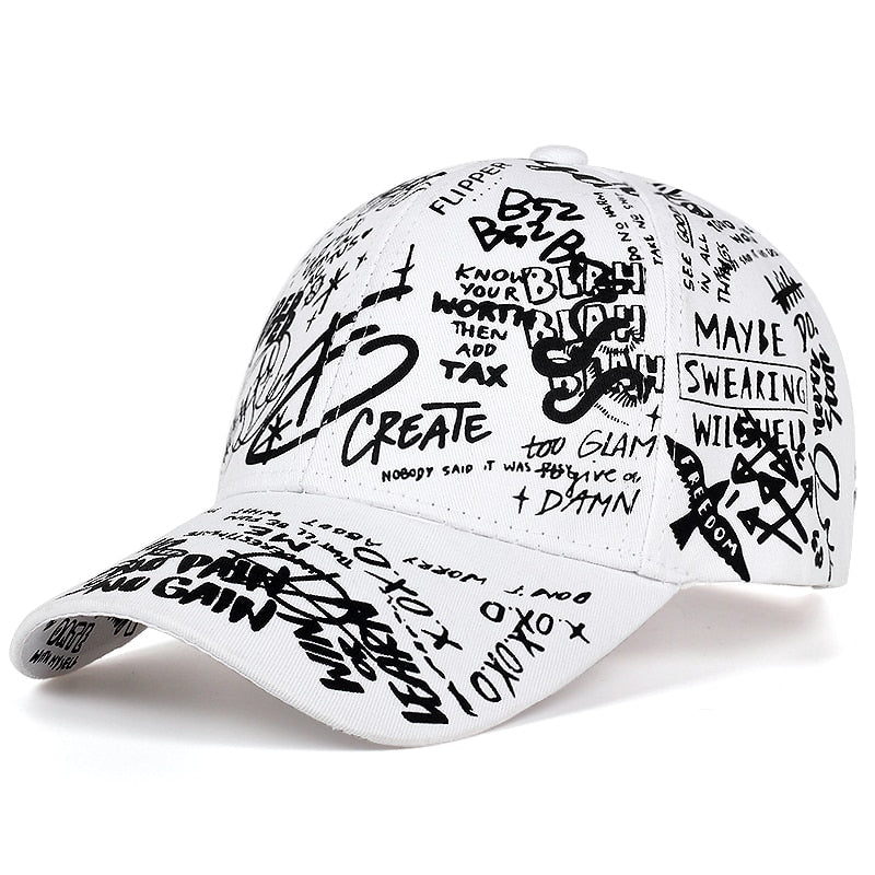 Graffiti printing baseball cap Adjustable cotton hip hop street hats Spring summer outdoor leisure hat Couple caps