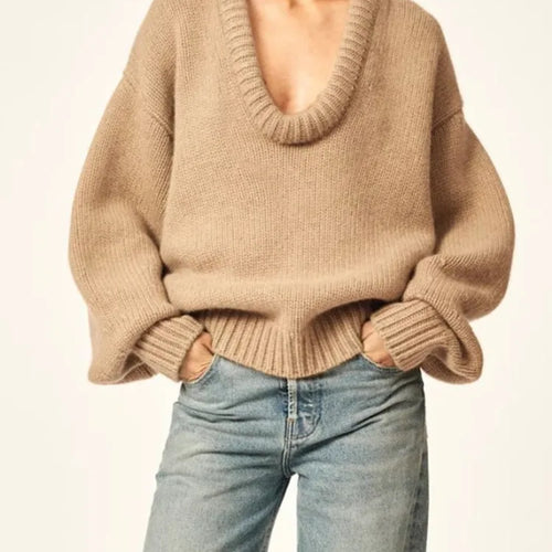 Load image into Gallery viewer, Long Sleeve Loose Knit Sweater Women Winter O Neck Pullovers Casual Warm Knitted Sweaters Tops Femme Knit Pullover Tops
