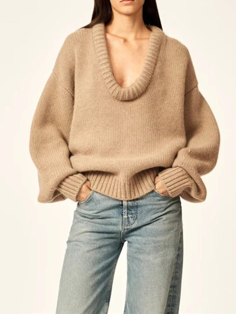 Long Sleeve Loose Knit Sweater Women Winter O Neck Pullovers Casual Warm Knitted Sweaters Tops Femme Knit Pullover Tops