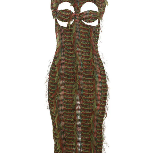 Load image into Gallery viewer, Sexy Sleeveless Hollow Out Bodycon Long Dress For Women 2025 New Women High Neck Street Fashion High Waist Slim Vestidos
