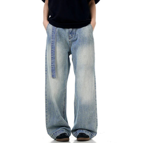 Load image into Gallery viewer, Men's Jeans New American Style Waistband Solid Color Design Denim Pants Loose Straight Leg Pants Trendy Spring 2025 9W1378
