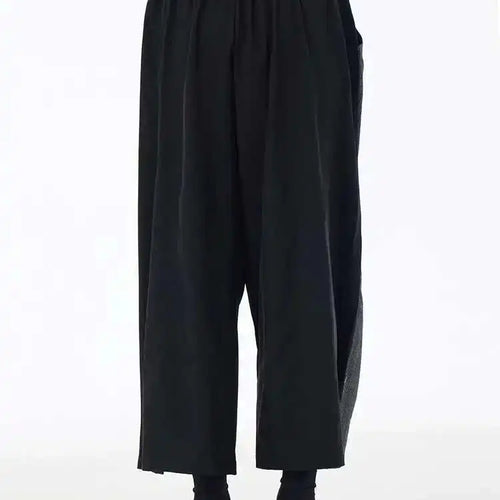 Load image into Gallery viewer, High Elastic Waist Black Plaid Color-block Long Wide Leg Pants New Trousers Women Fashion Tide Spring Autumn 2025 1DH6076
