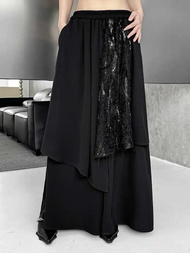 Big Size Irregular Vest Sequins Wide Leg Pants Two Piece Suit New V-Neck Sleeveless Women Fashion Tide Spring Autumn 2025