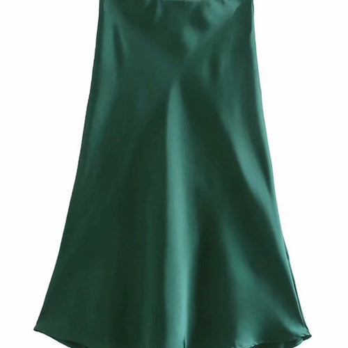 Load image into Gallery viewer, Hot Sale Solid Satin Elastic Waist Women A-Line Skirt Summer Female Slim Falda
