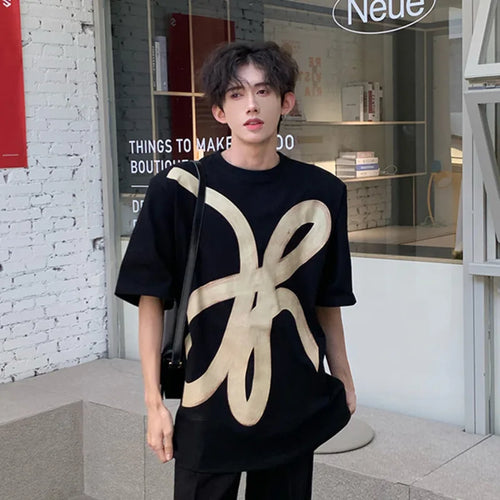 Load image into Gallery viewer, Man&#39;s Short Sleeve T-shirt Loose Casual Fashion Trend Shoulder Pad Crew Neck Male Top Summer Korean Style 9C5576
