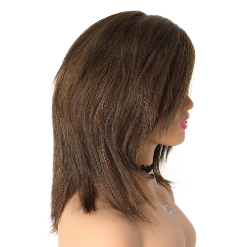 Load image into Gallery viewer, Synthetic Yaki Straight Afro Wigs for Women Brown Wig Short Hair Natural Soft Ladies Wigs Lovely African American Wigs
