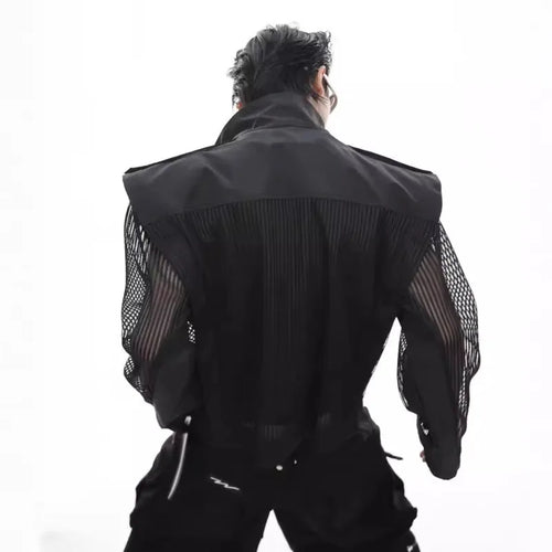 Load image into Gallery viewer, Deconstruction Mesh Splicing Jacket Niche Design Punk Sun Protection 2025 Spring Male Thin Motorcycle Jackets Tide 9C274
