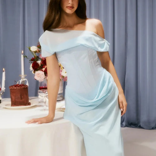 Load image into Gallery viewer, Elegant Mesh Patchwork Off Shoulder Bodycon Women Party Evening Dress 2025 Spring New Maxi Vestidos Sexy Backless Dress
