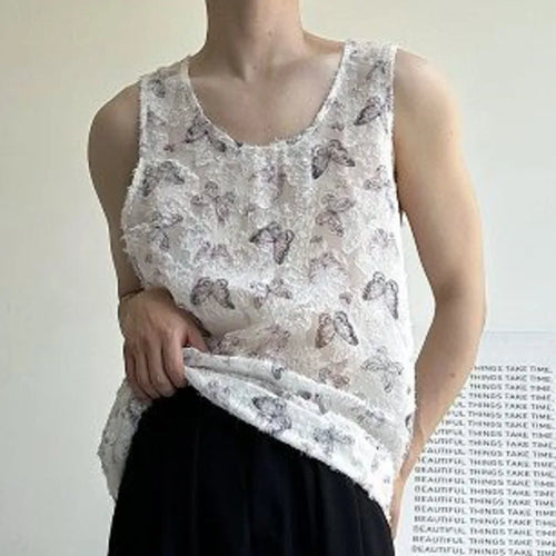 Load image into Gallery viewer, Fashion Thin Men&#39;s Tank Tops Casual Round Neck Sleeveless Butterfly Vintage Male Clothing Chic Summer Trend 9C6358
