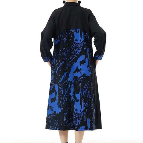 Load image into Gallery viewer, Women White Pattern Printed Big Size Casual Shirt Dress New Lapel Long Sleeve Fashion Tide Spring Autumn 2025 1DH4823
