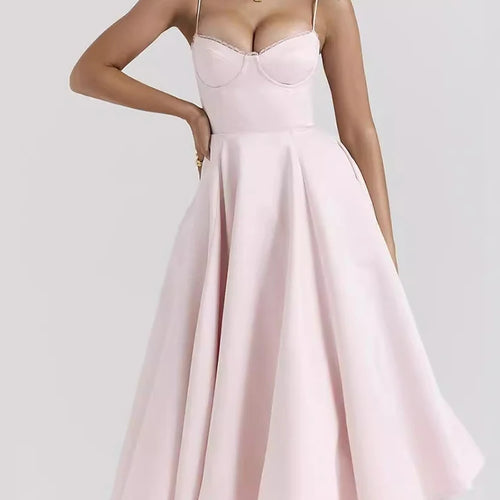 Load image into Gallery viewer, Elegant A-line Backless Sexy Midi Dress For Women Fashion Spaghetti Strap Sleeveless Loose Club Party Sexy Dress New
