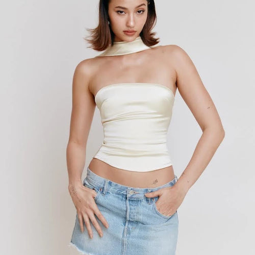 Load image into Gallery viewer, Sexy Bra Hanging Neck For Women Top Sleeveless Slim Fit Wrap Chest Tight Tank Top Female Fashion Versatile Skinny Top
