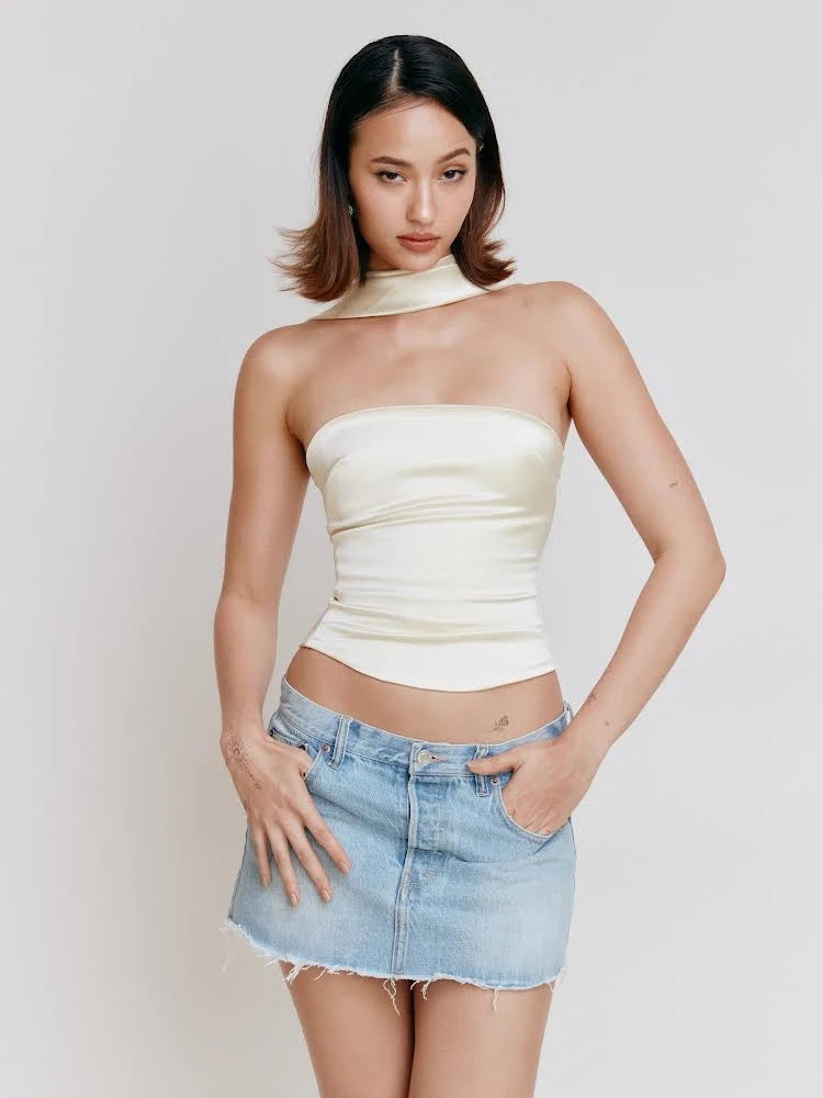 Sexy Bra Hanging Neck For Women Top Sleeveless Slim Fit Wrap Chest Tight Tank Top Female Fashion Versatile Skinny Top