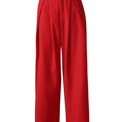 Load image into Gallery viewer, High Waist Red Brief Pleated Long Wide Leg Elegant Pants New Trousers Women Fashion Tide Spring Autumn 2025 30A1697
