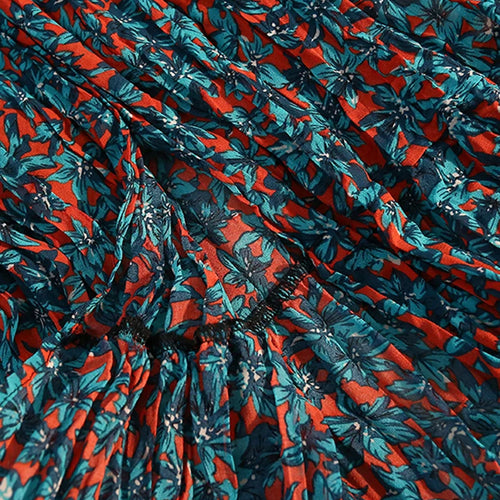 Load image into Gallery viewer, Chiffon Floral Print Skirt Women's Summer Split Pleated Skirt Elastic High Waist A-line Medium Length A Line Plissee Skirts 2022
