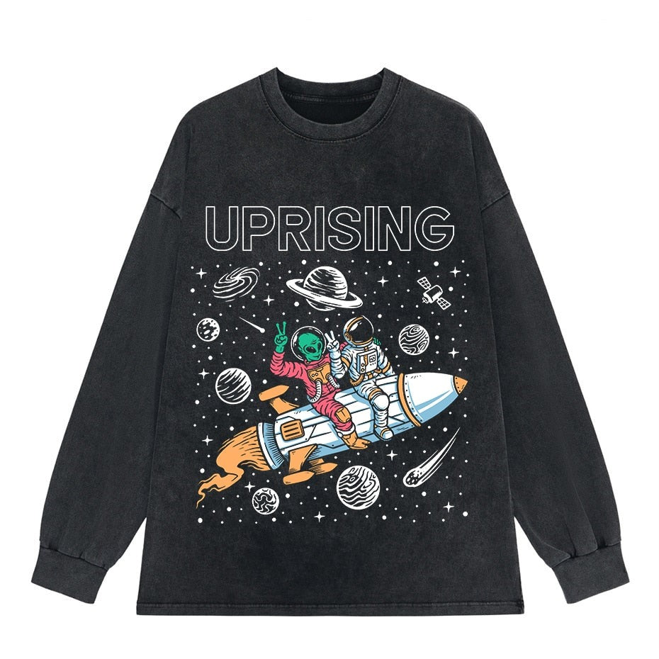 Vintage Washed Tshirts Anime T Shirt Harajuku Oversize Tee Cotton fashion Streetwear unisex top Astronaut 108