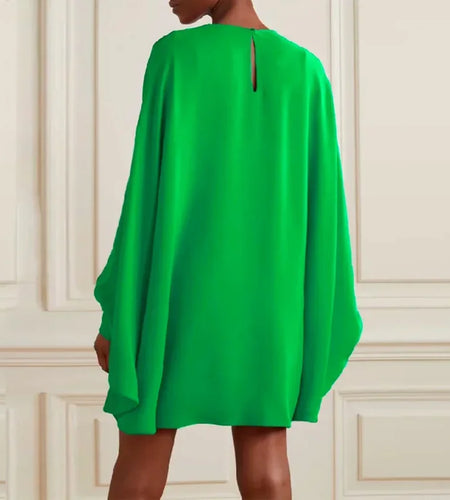 Above Knee Dress Solid Color Round Neck Batwing Sleeves Loose Dresses For Women 2025 New Spring Summer Casual Outfits